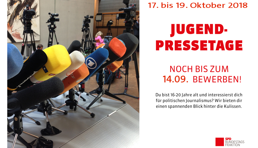 Jetzt bewerben: Schülerzeitungsredakteur*in aus Düsseldorf gesucht! Jugendpressetage 2018 vom 17. bis 19. Oktober in Berlin