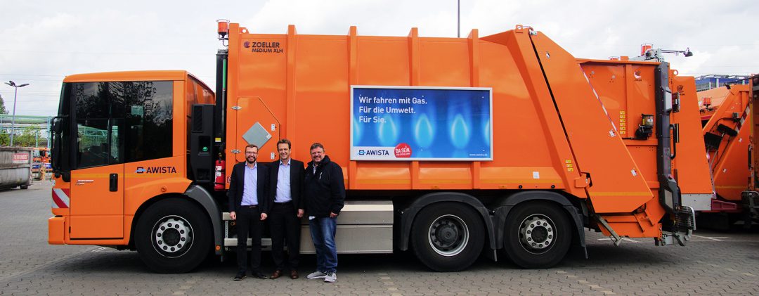 MdB Rimkus und Ratsherr Tacer zu Besuch bei der AWISTA: „Der Einsatz von Biogas-Fahrzeugen unterstreicht die ökologische Verantwortung des Unternehmens!“